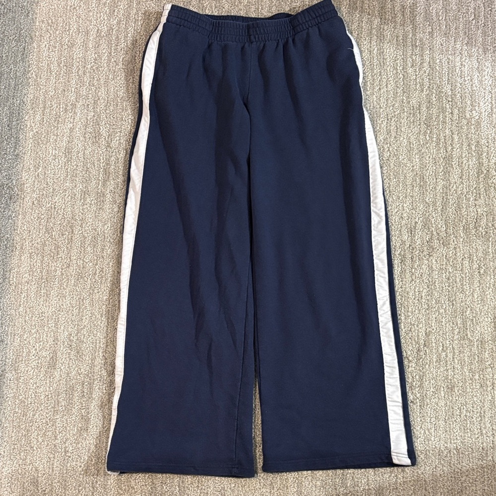 Women's Navy Track Pants with White Stripes